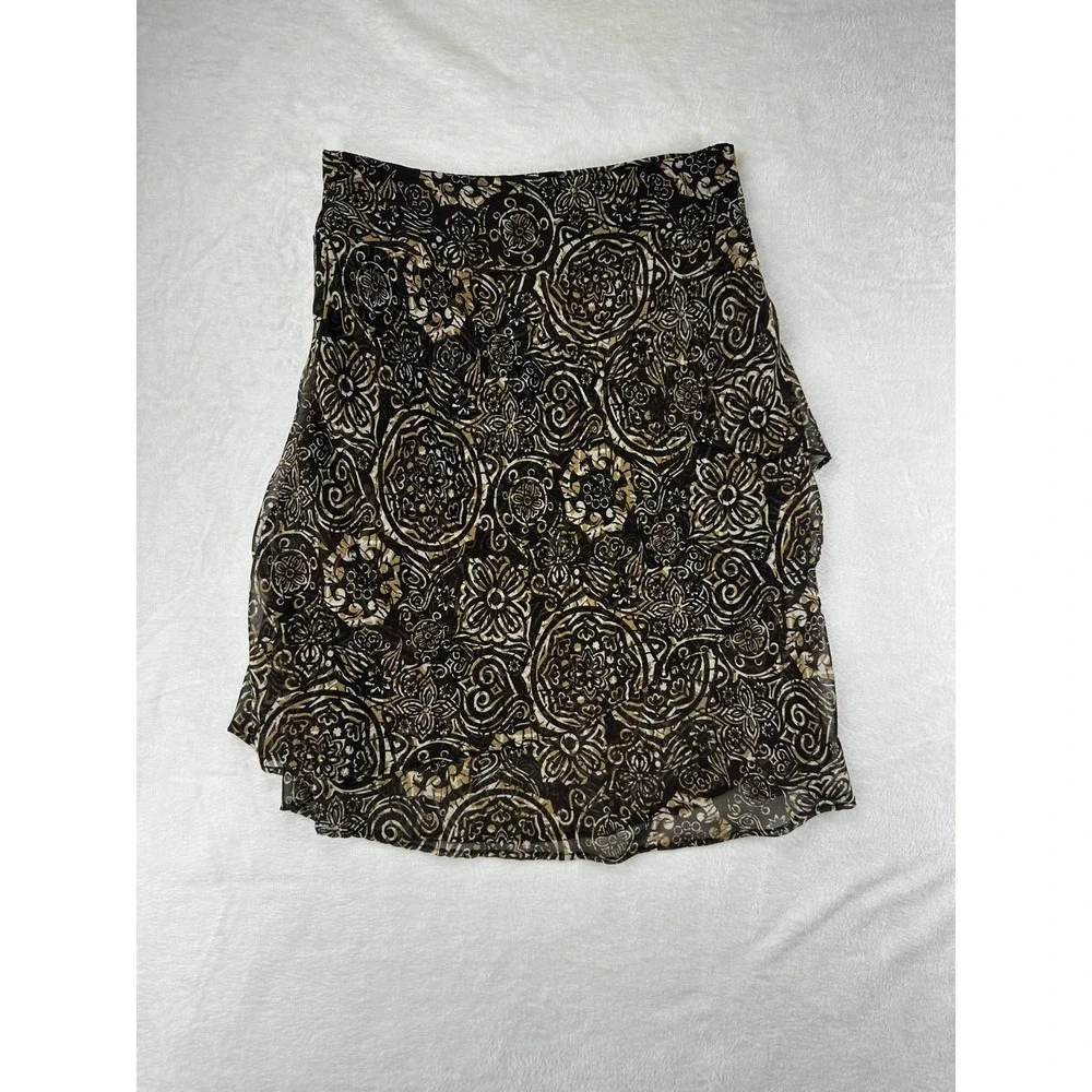 La Redoute Skirt Womens 8 Brown Medallion A-Line Knee‎ Length Boho Summer